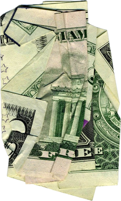 Crumpled dollar bill